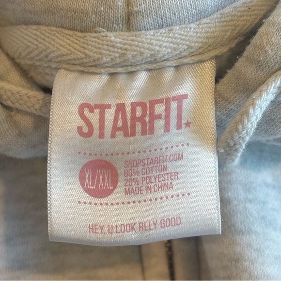 STARFIT Light Grey Oversized Zip Up Hoodie Sweatshirt w/ Lightning Bolt  XL/XXL - Picture 9 of 13
